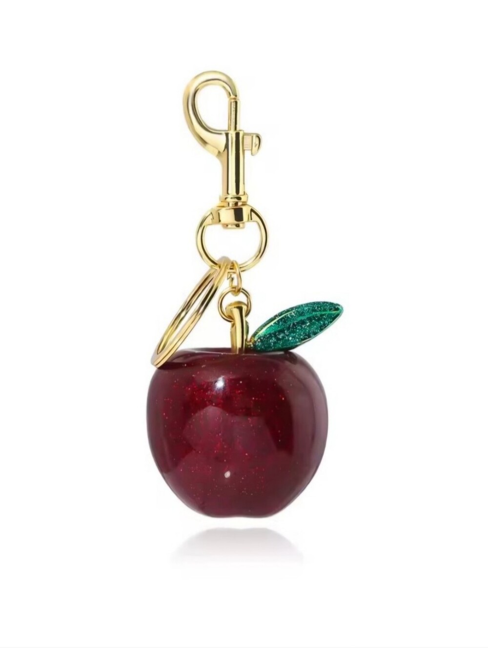 Red Glitter Shimmer Apple Keychain Bag Charm